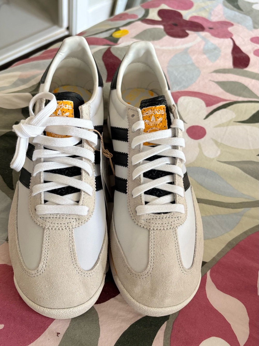 adidas White, Black & Beige Low-Top Sneakers